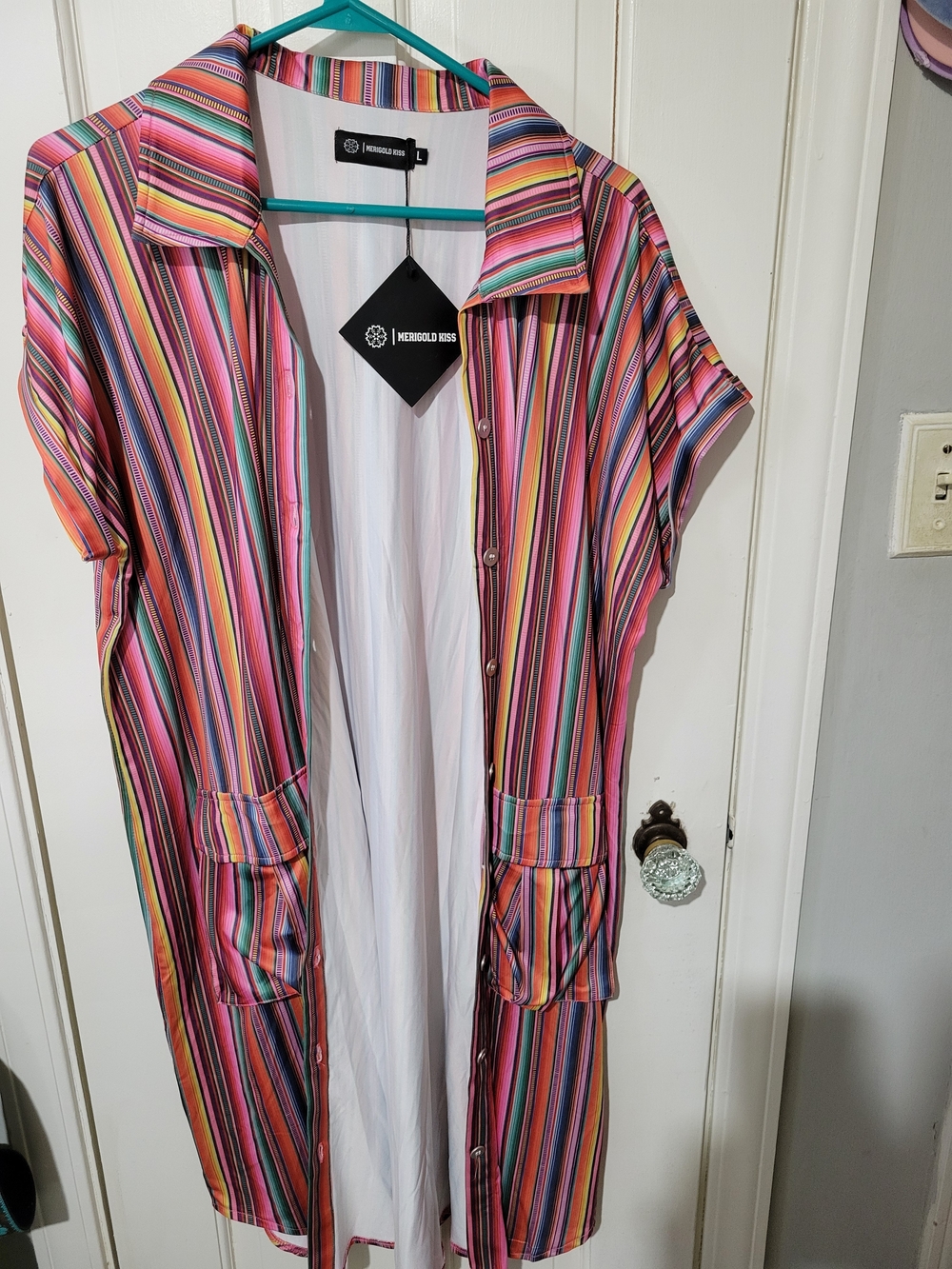 Women's Multicolor Striped Lightweight Duster